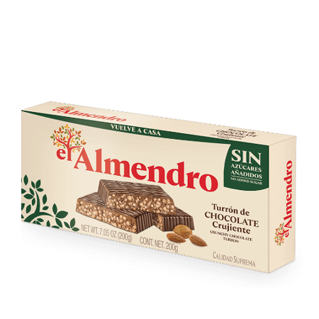 Imagen de Turrón De Chocolate Con Almendra Sin Azucar El Almendro 200 Gr.