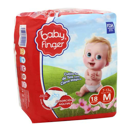 Imagen de Pañal Rojo Baby Finger Talla M (18 Unidades).