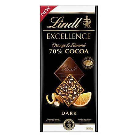 Imagen de Chocolate Oscuro Lindt Excellence 70% Con Naranja  Almendra 100G