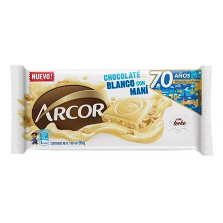 Imagen de Chocolate Barra Arcor Blanco Con Mani 95 Gr