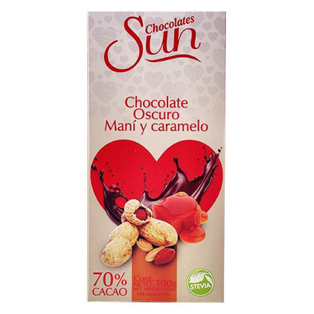 Imagen de Chocolate Barra Sun Mani Y Caramelo 70% 100 Gr