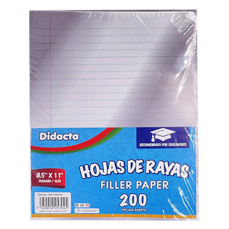 Imagen de Resma De Papel Rayas Didacta 200 Hojas