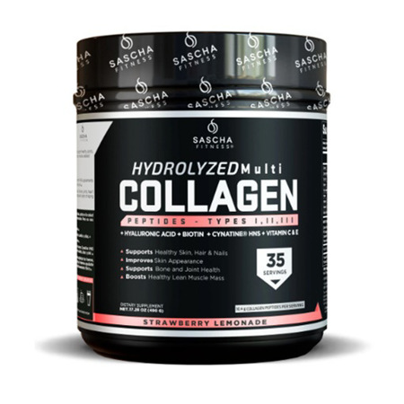 Imagen de Colágeno En Polvo Sascha Fitness Hydrolyzed Strawberry Lemonade 490Gr