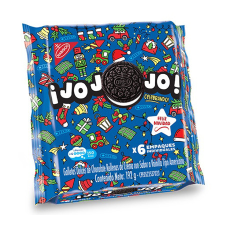 Imagen de Galleta Rellena Oreo Chocolate Americana Navidad 6 Empaques 192 Gr