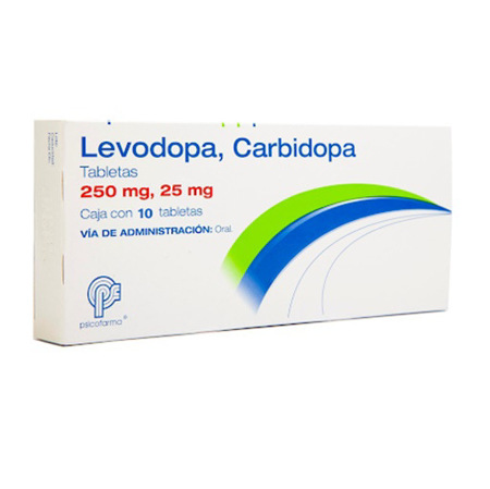 Imagen de Levodopa + Carbidopa 250mg/25mg Psicofarma Caja x 10 Tab
