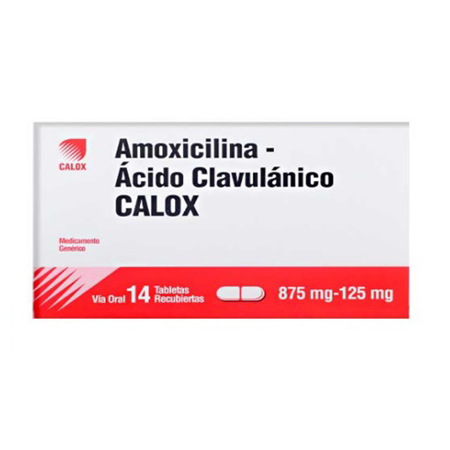 Imagen de Amoxicilina + Ácido Clavulánico 875Mg/125Mg X 14 Tabletas Calox