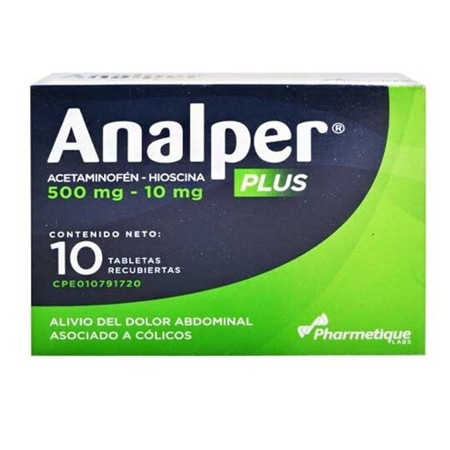 Imagen de Acetaminofén + Hioscina 500mg/10mg Analper Plus Pharmetique Labs x 10 Tab.