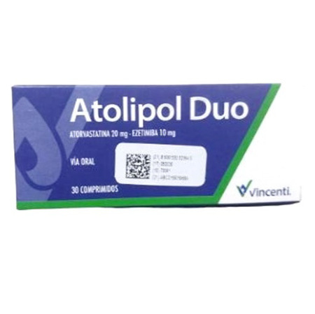 Imagen de Atolipol Duo Atorvastatina-Ezetimiba 20Mg/10mG X 20 Comp