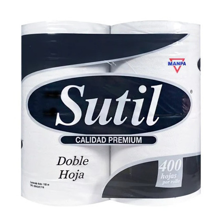 Imagen de Papel  Higiénico Sutil 400 Hojas x 4 Und