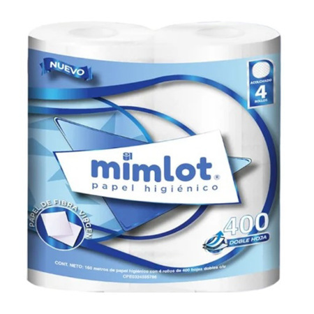 Imagen de Papel Higiénico Mimlot 400 Hojas 4 Und
