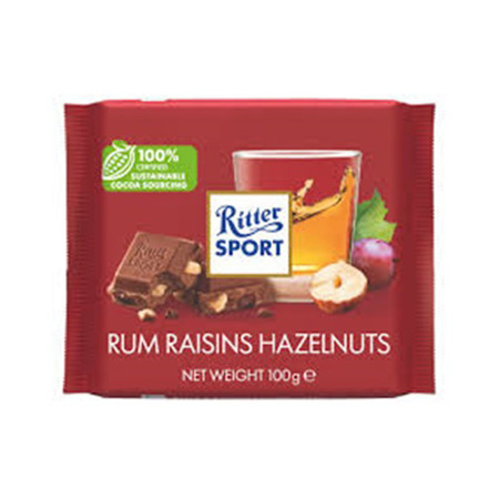 Imagen de Chocolate Barra Ritter Sport Pasas Avellanas 100g