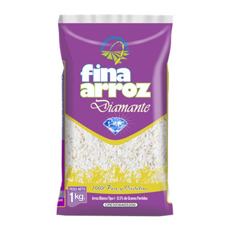 Imagen de Arroz Blanco Fina Arroz Diamante 900g.