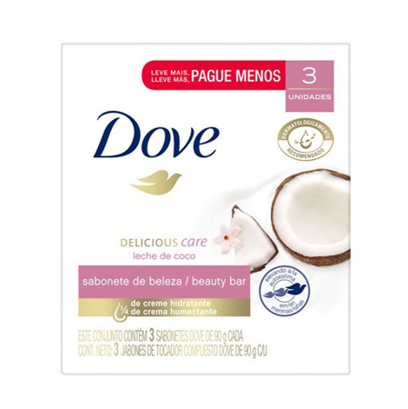 Imagen de Jabón Barra Dove Leche De Coco 90 Gr x 3 Und