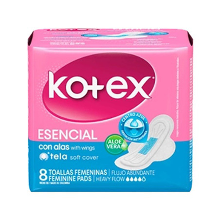 Imagen de Toalla Sanitaria Tela Esencial Con Alas Kotex 8 Und