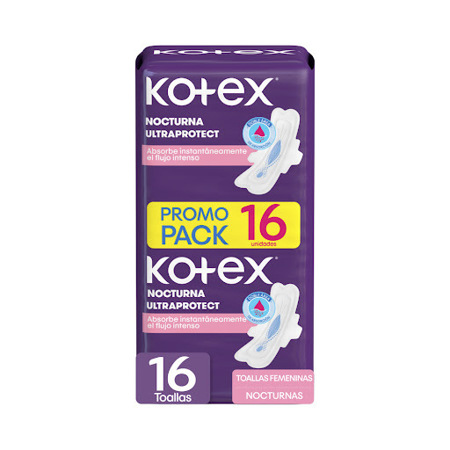 Imagen de Toalla Sanitaria Kotex Nocturna Extra Protección 16 Und
