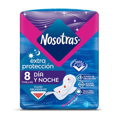 Imagen de Toallas Sanitarias Extra Protección Dia y Noche Nosotras 8 Und